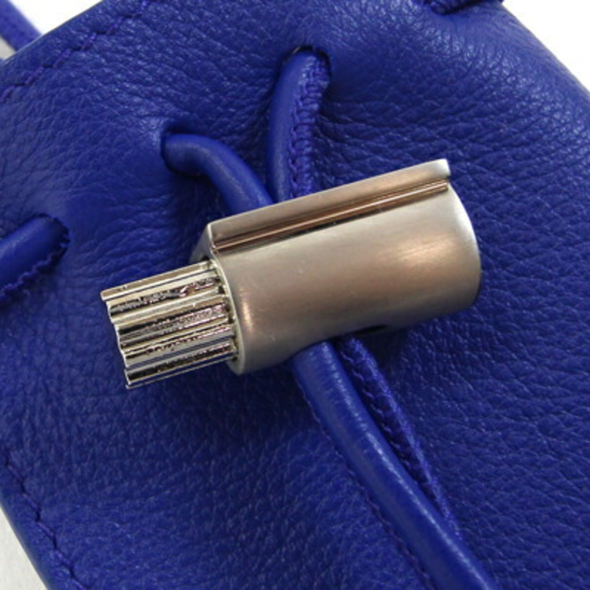 Salvatore Ferragamo neck pouch, blue leather pouch with strap, all leather, women's — Like New