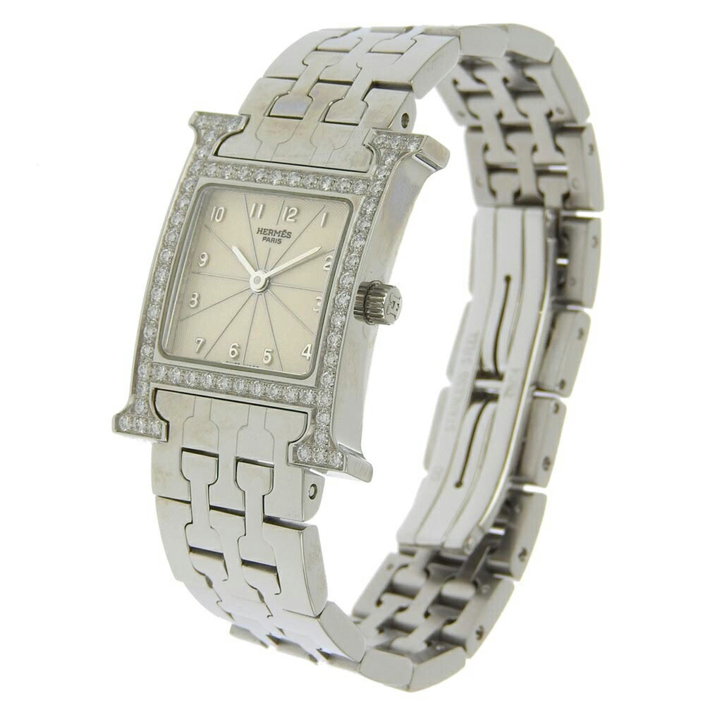 Hermes HERMES H Watch Wristwatch Diamond Bezel HH1.230 Stainless Steel Quartz Analog Display Silver Dial Women's — Very Good