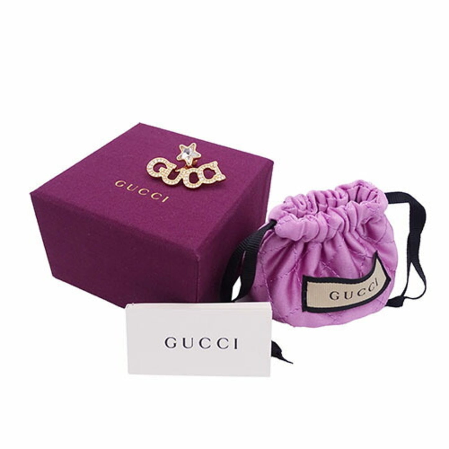 Gucci Earrings for Women, Rhinestone, Crystal, Gold, Star, Script, Single Earring, One Ear