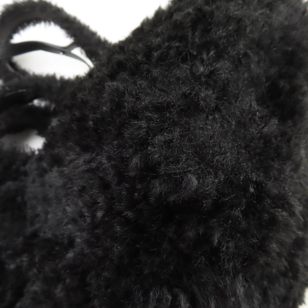 BALENCIAGA Everyday 2.0 XS (672793) Logo Embroidered F-Fur Shoulder Tote Bag, Black, Includes Dust Made in Italy — Like New