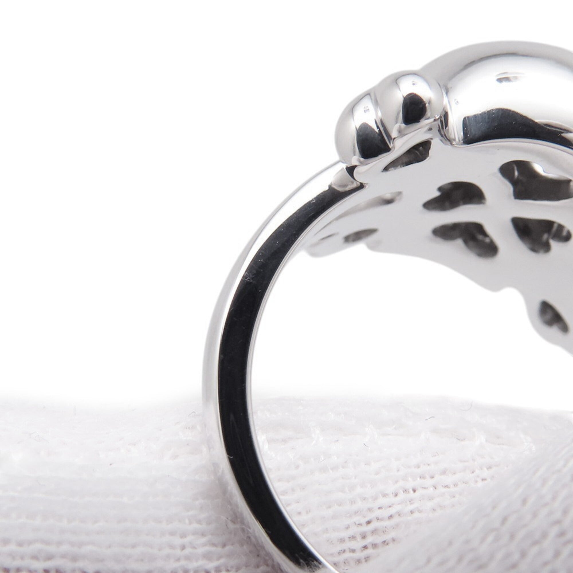 Christian Dior ring, Tete de Mort skull diamond, 18K white gold, ring size 55 — Like New