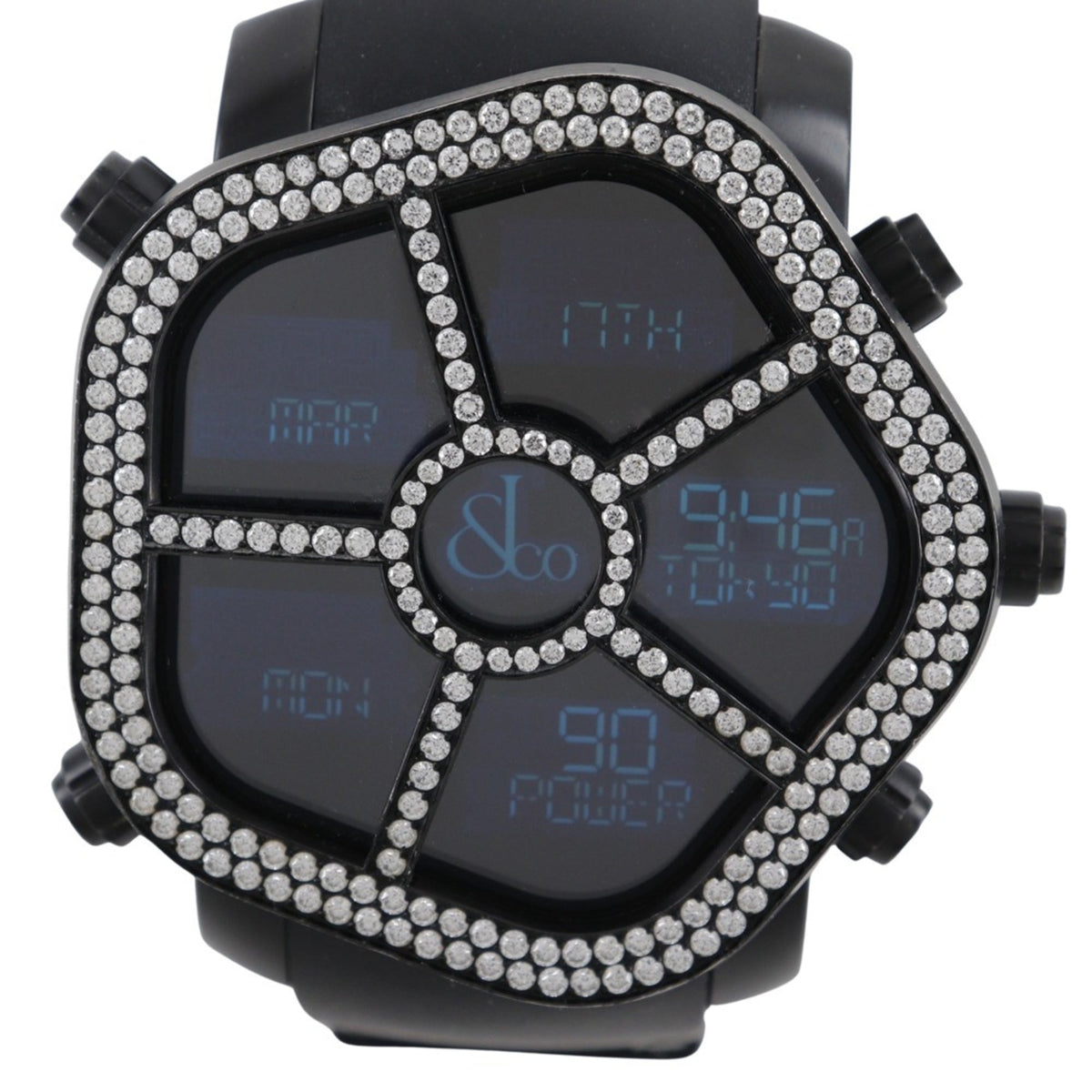 JACOB & CO 5 Time Zone Ghost Watch GMT JC-GST-WHD Stainless Steel x Rubber Black Quartz Digital Display Dial Men's — Very Good