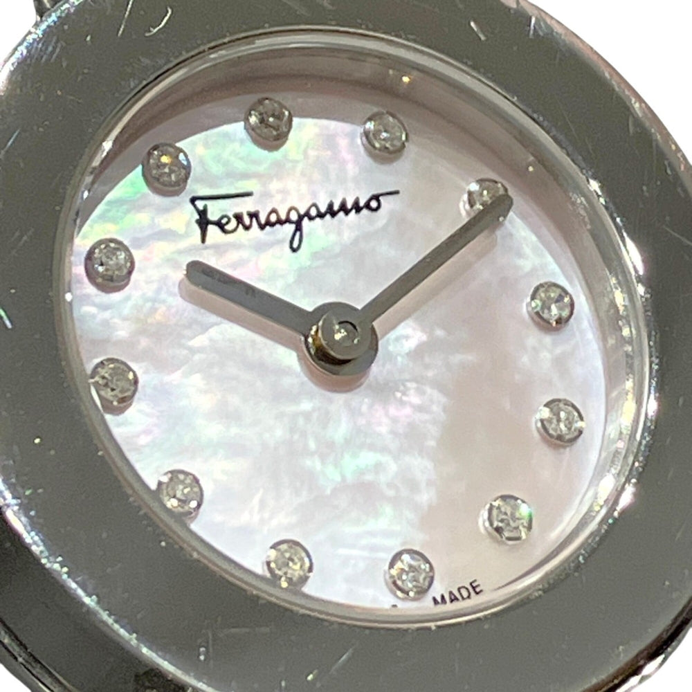 Salvatore Ferragamo Gancini watch, total weight 34.6g, stainless steel, quartz movement, pink mother-of-pearl dial, SFBF00118 — Good