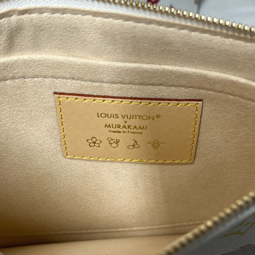 LOUIS VUITTON M27787 LV × TM Takashi Murakami Collaboration Neverfull MM Handbag with Pouch, Tote Bag, Monogram Multicolor Canvas, Women's, Blanc White — New