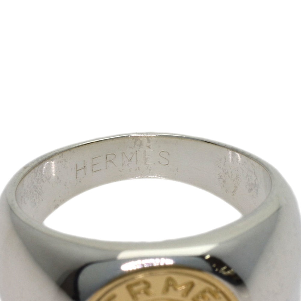 Hermes Sellier Clou de Selle Ring, 18K Yellow Gold/Silver, Women's — Like New