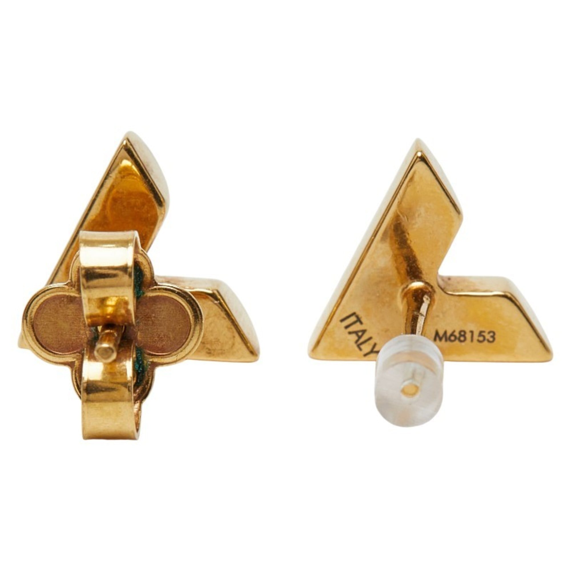Louis Vuitton Essential V Stud Earrings M68153 Gold Plated Women's LOUIS VUITTON
