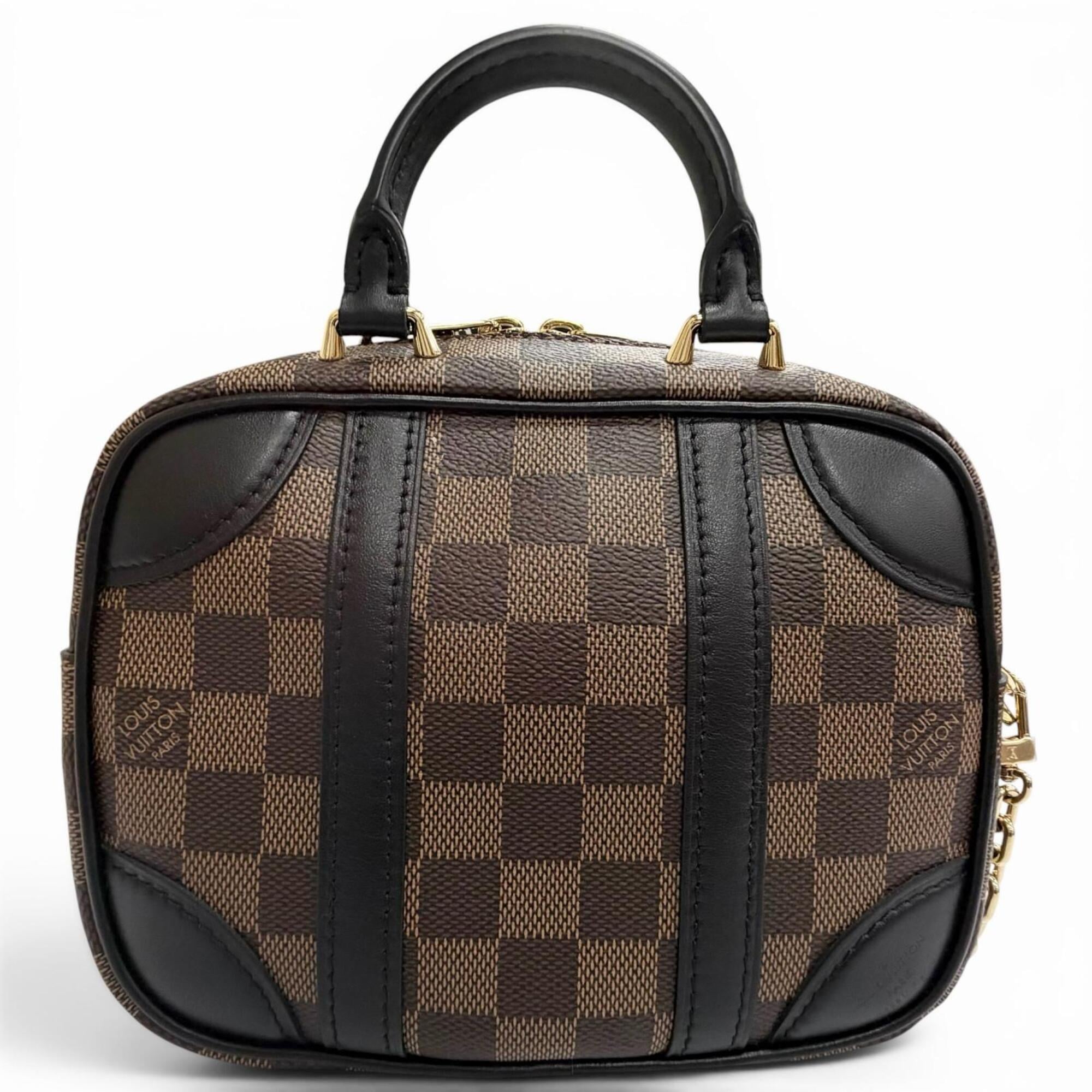 LOUIS VUITTON N50063 Damier Valisette Souple BB Canvas Shoulder Bag, Brown, Made in France, Women's, with Dust Bag — Like New