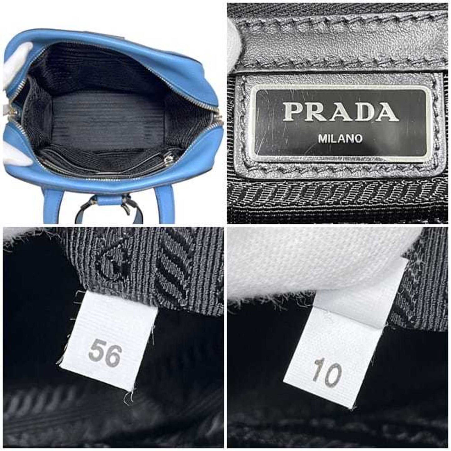 Prada Backpack f-24519 Light Blue 2VZ040 Leather Vitello Dino 56 10 PRADA Rucksack Triangular Plate Bag Men's Women's
