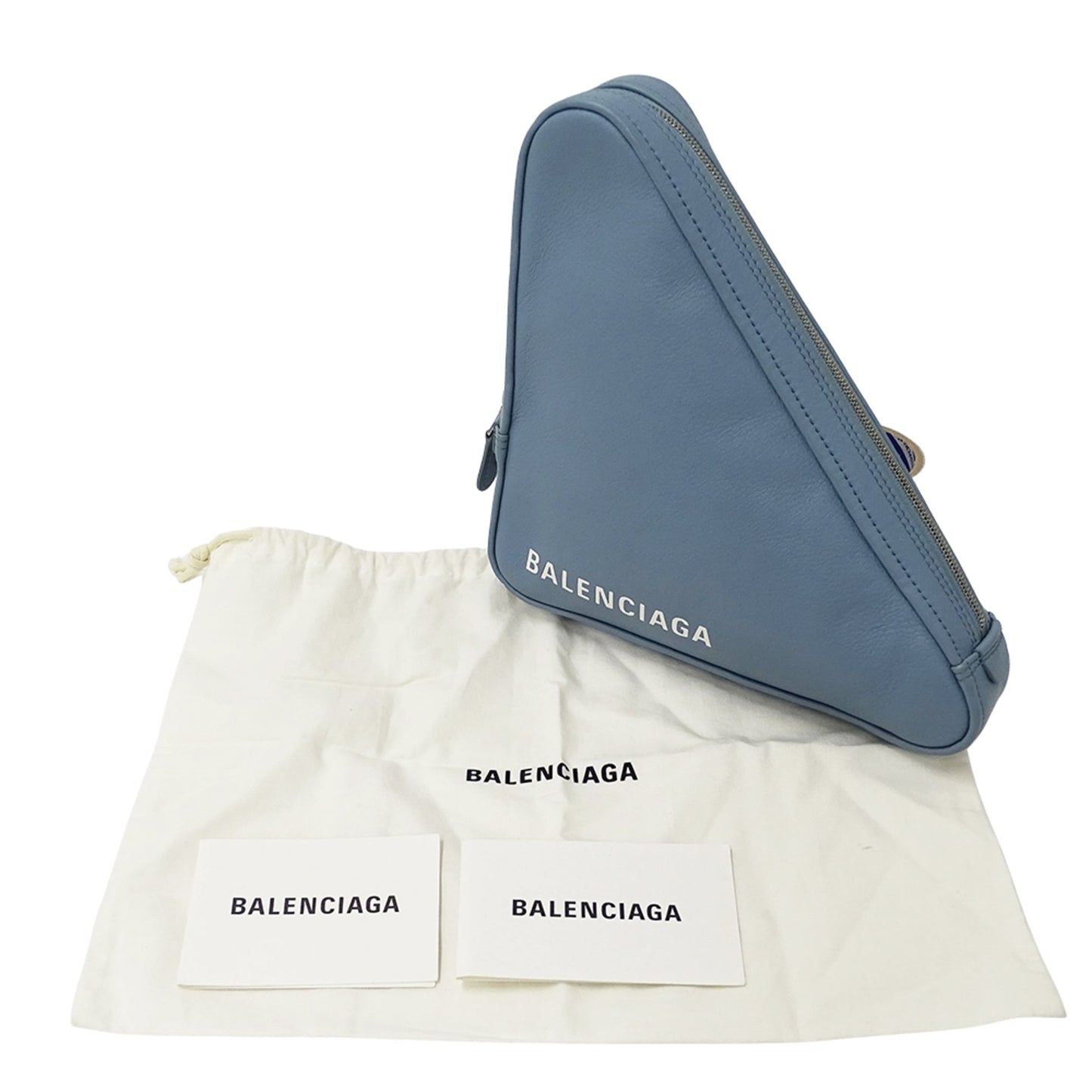 Balenciaga BALENCIAGA Women's Designer Clutch Bag/Second Handbag Leather Light Blue 476976 Triangle