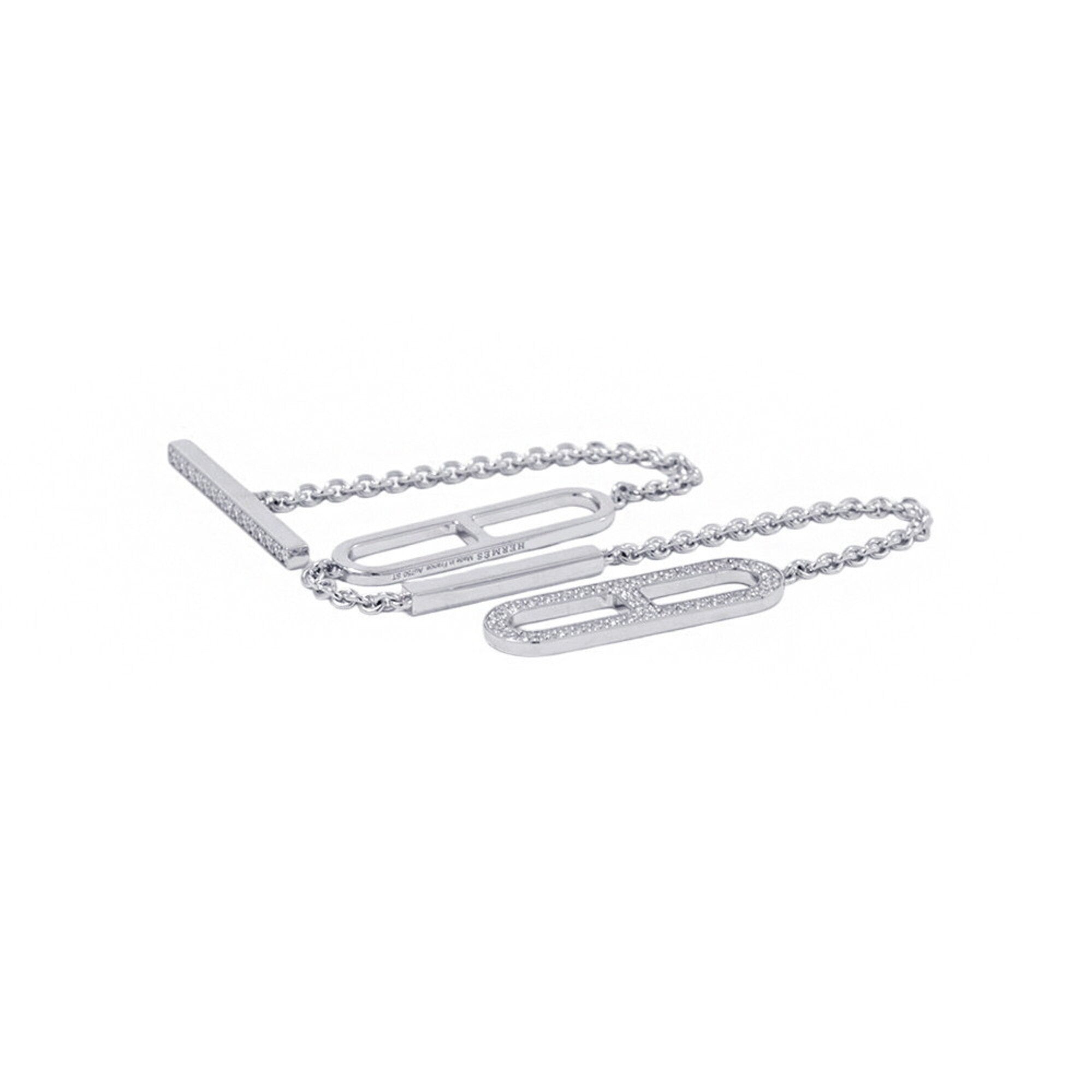 Hermes Bracelet Everchaine d'Ancre Diamond 54P Total 0.37ct 18KWG White Gold Size ST HERMES Chaine — Like New