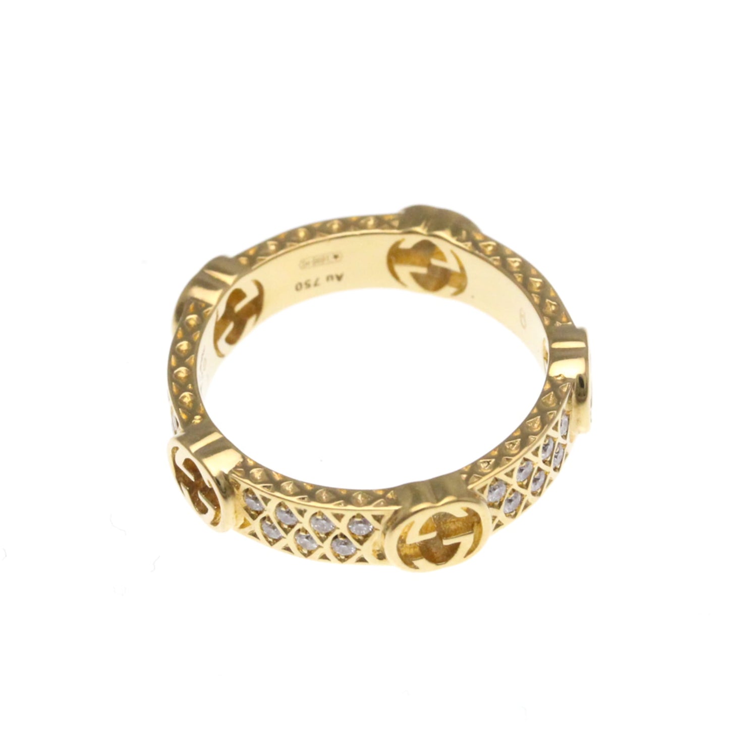 Gucci Interlocking G Diamond Ring Yellow Gold (18K) Fashion Diamond Band Ring Gold