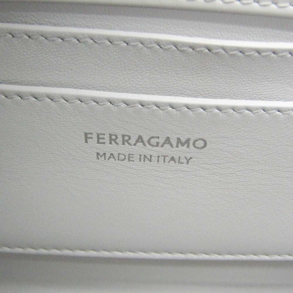 Salvatore Ferragamo Gancini Wanda AU-21 3485 Women's Leather Handbag,Shoulder Bag White — Like New