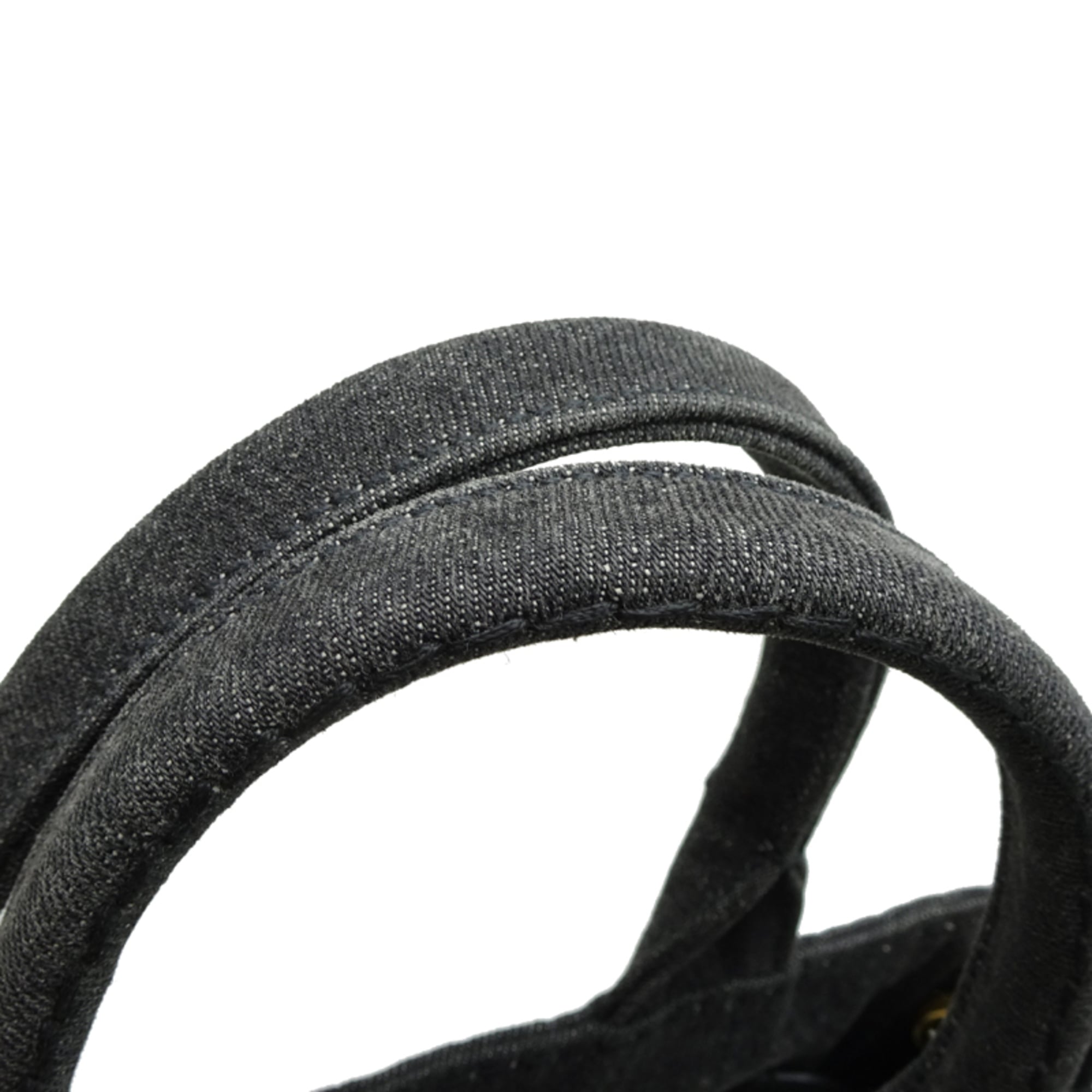 Prada Canapa Women's Tote Bag B2439G Denim NERO (Black)