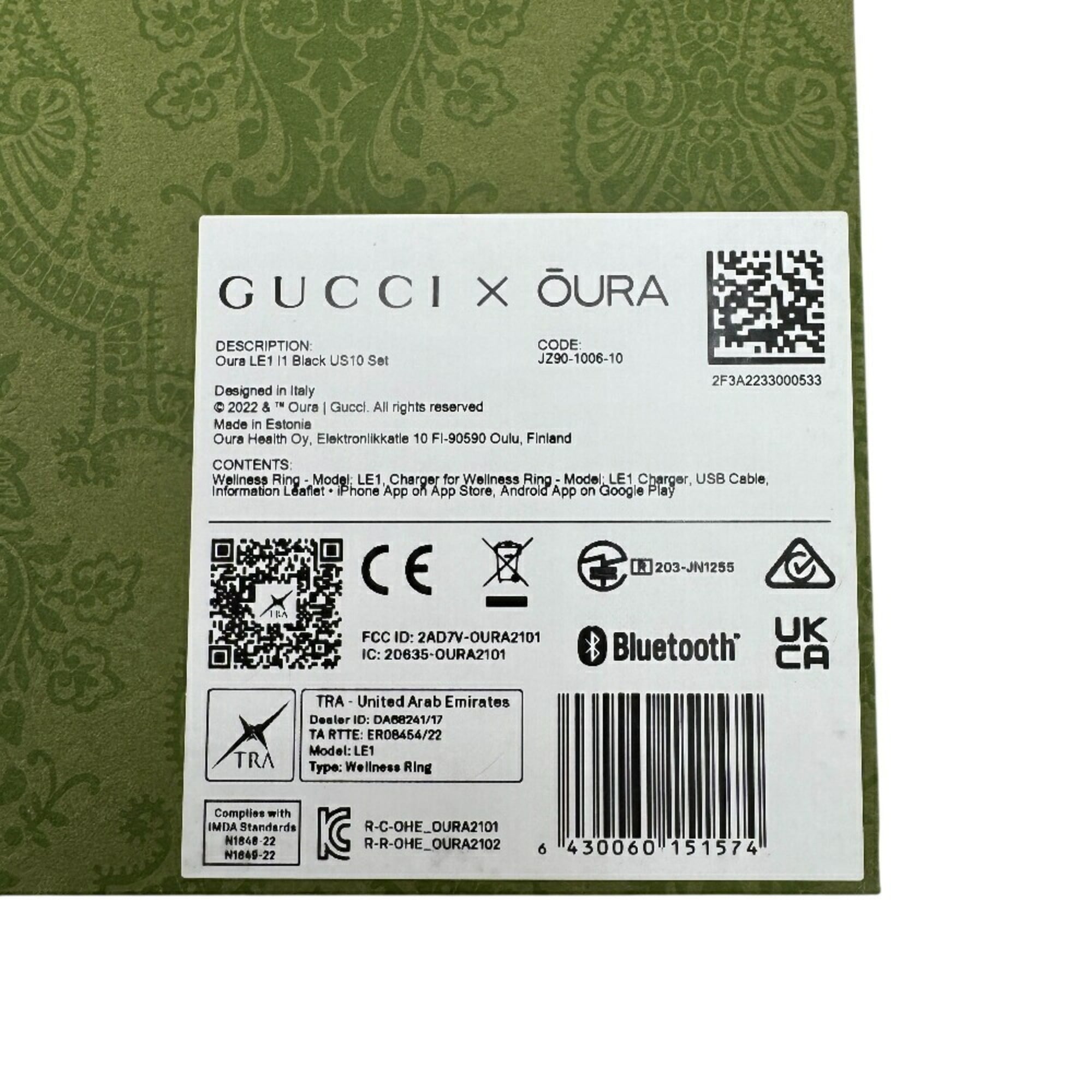 GUCCI Aura Ring Interlocking G Ring, Black, Women's