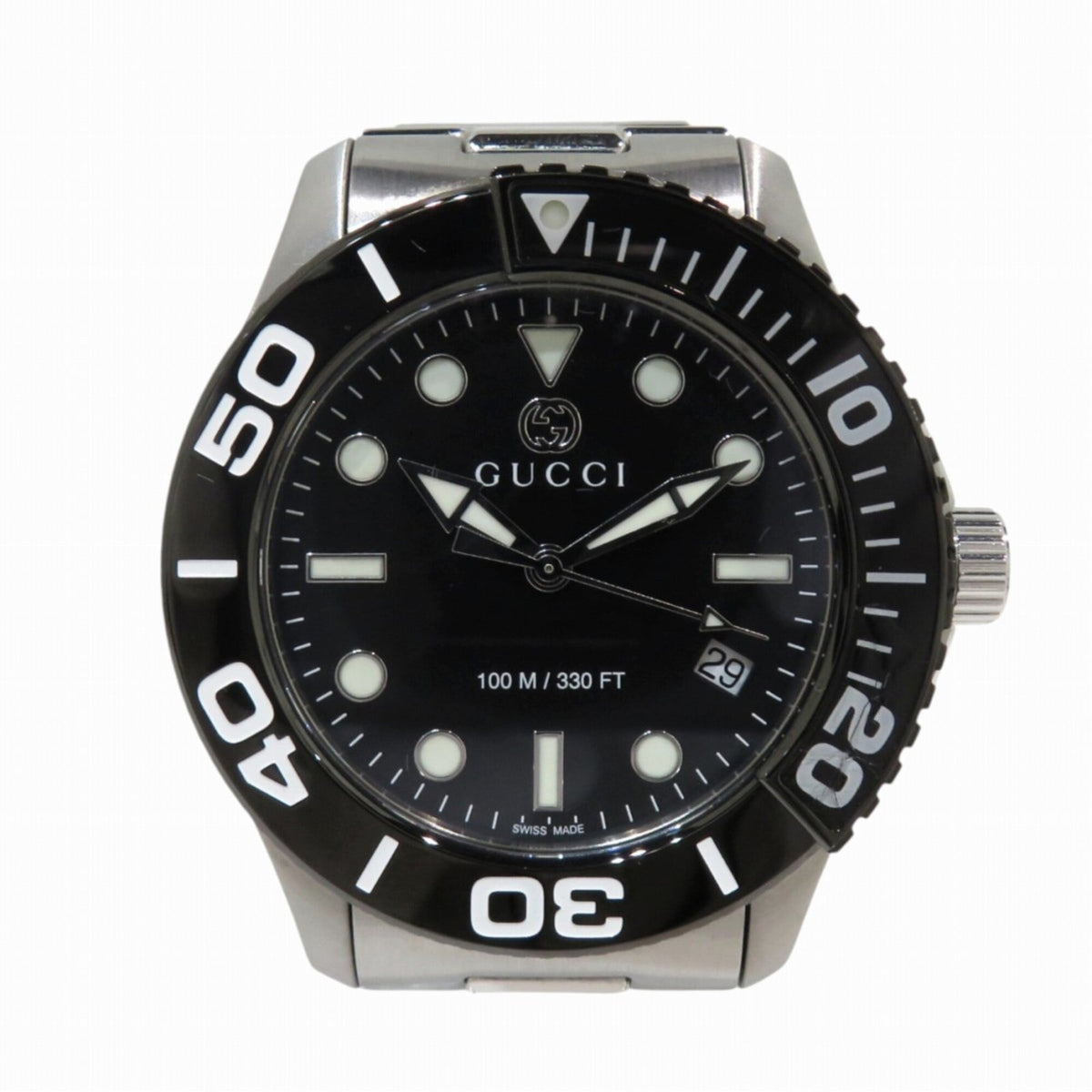 Gucci Timeless Diver Watch, Total Weight 166.5g, Stainless Steel, Quartz, Black Dial, YA126279 — Good