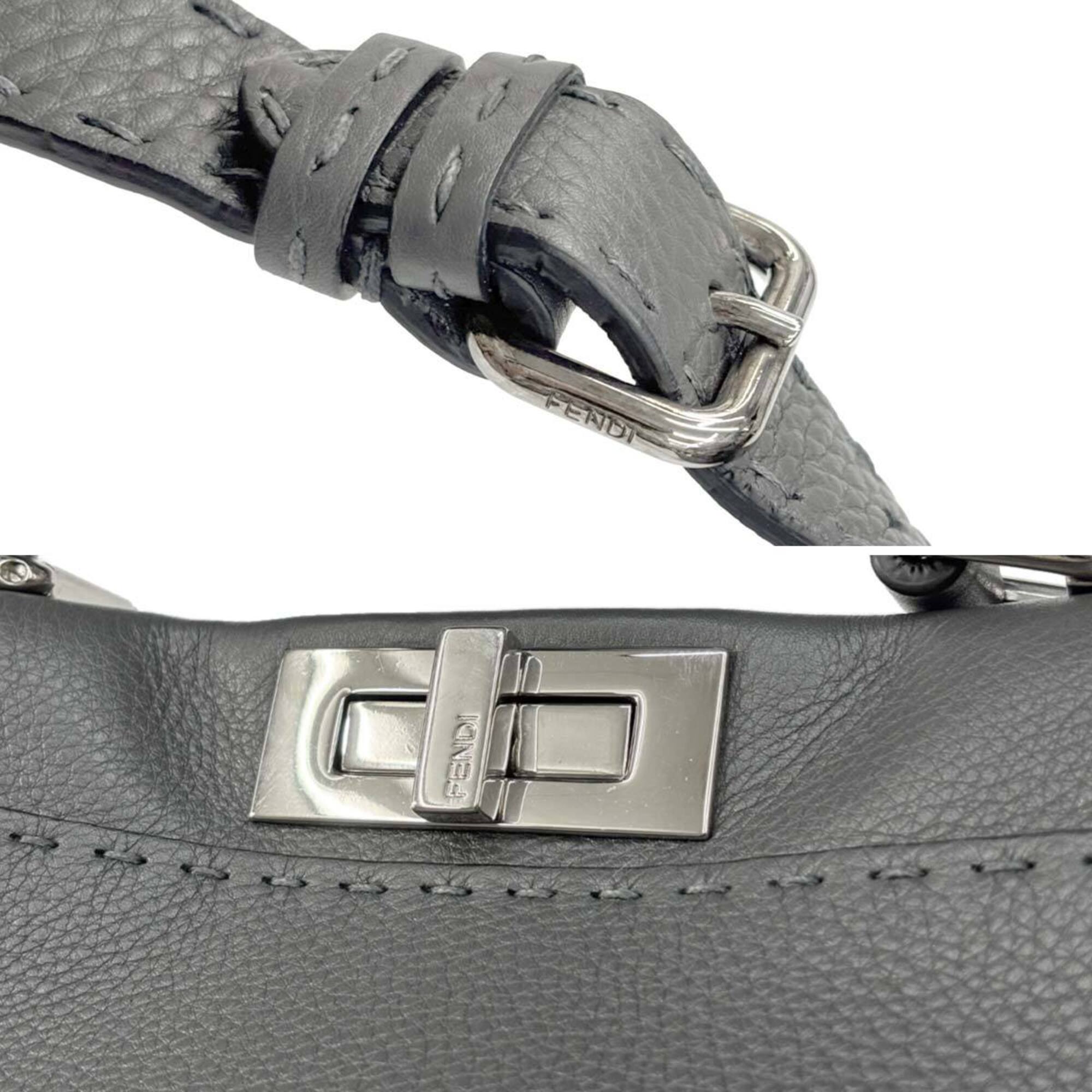 Fendi Selleria Peekaboo Regular 2-way Hand/Shoulder Handbag, Leather, Gray, 8BN290 — Like New