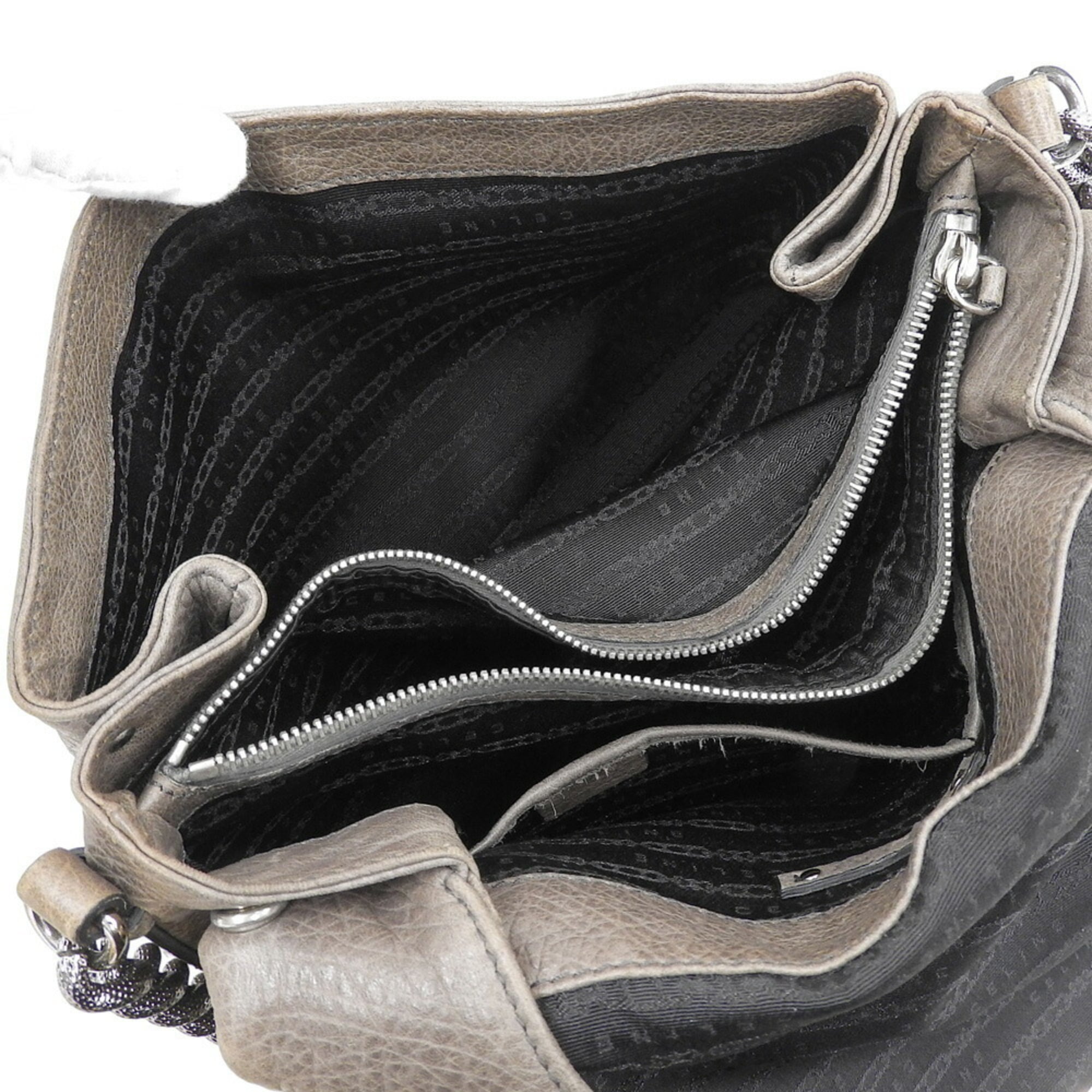 Celine CELINE Bag Chain Shoulder Handbag 162293WLB 08IX Gray Leather