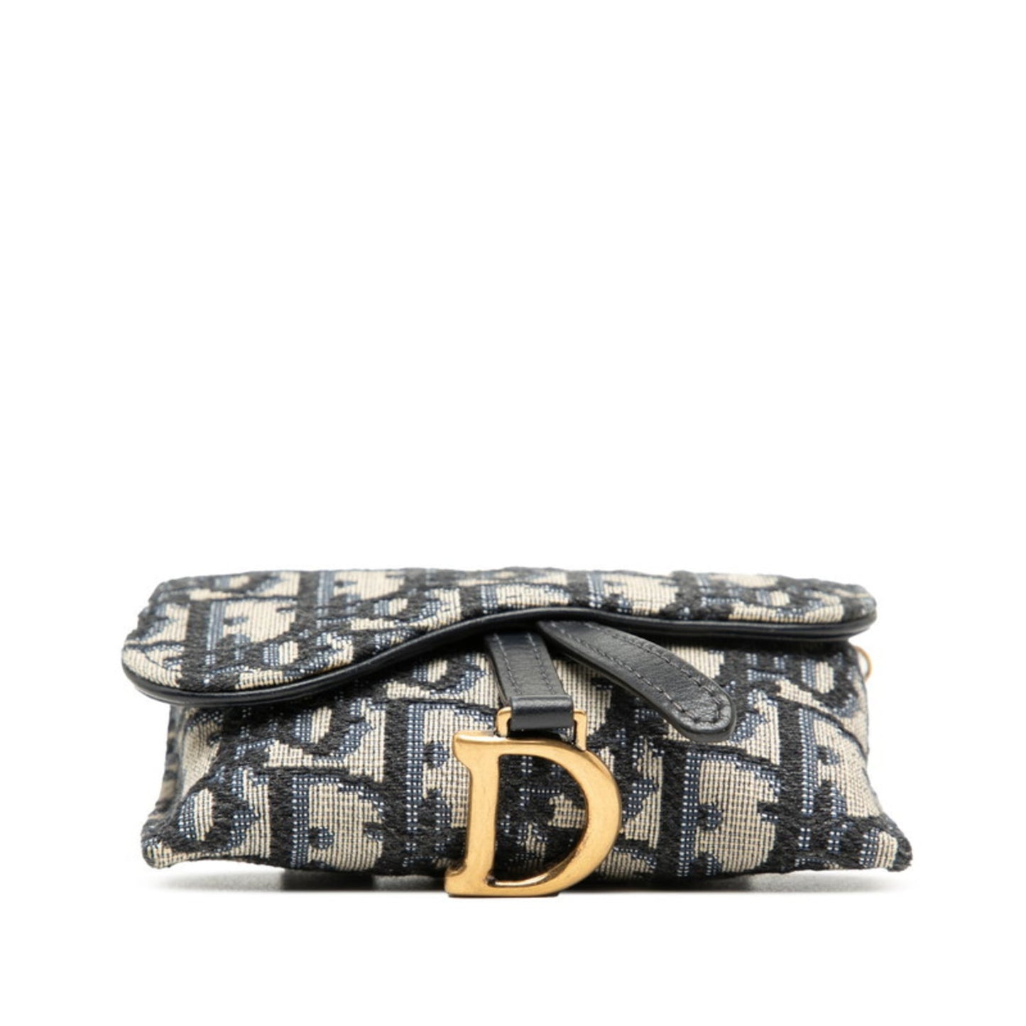 Christian Dior Dior Trotter Saddle Nano Pouch Chain Shoulder Bag in Navy and Beige Canvas for Women