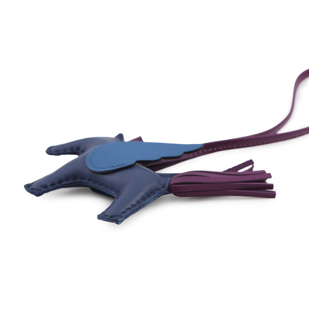 Hermes accessory bag charm Rodeo PM Pegasus Blue Saphir Violet France Lambskin Z stamp women's HERMES — Like New
