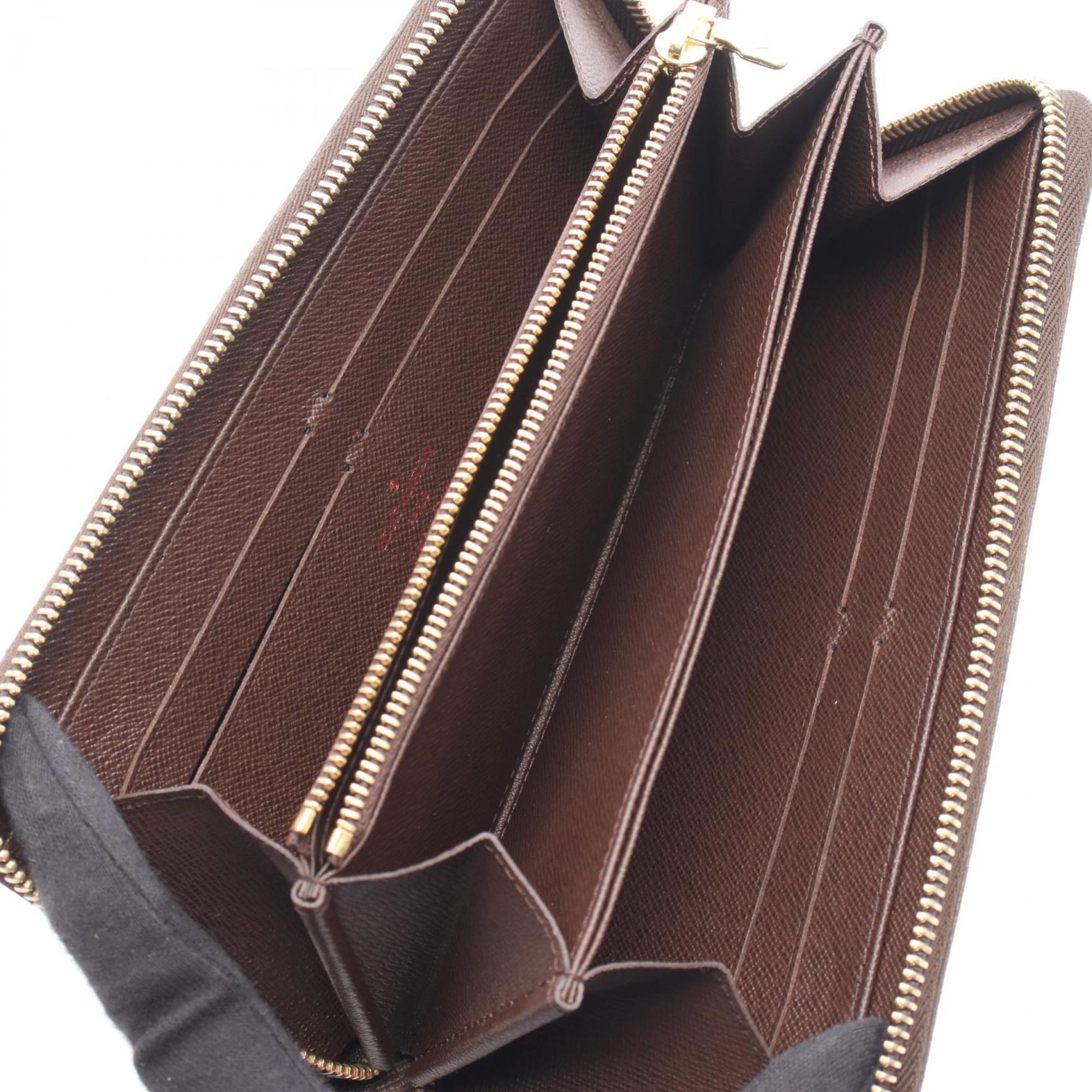 Louis Vuitton Zippy Wallet, Round Long Coated Canvas, Damier Leather, Men's and Women's, Brown, N60015