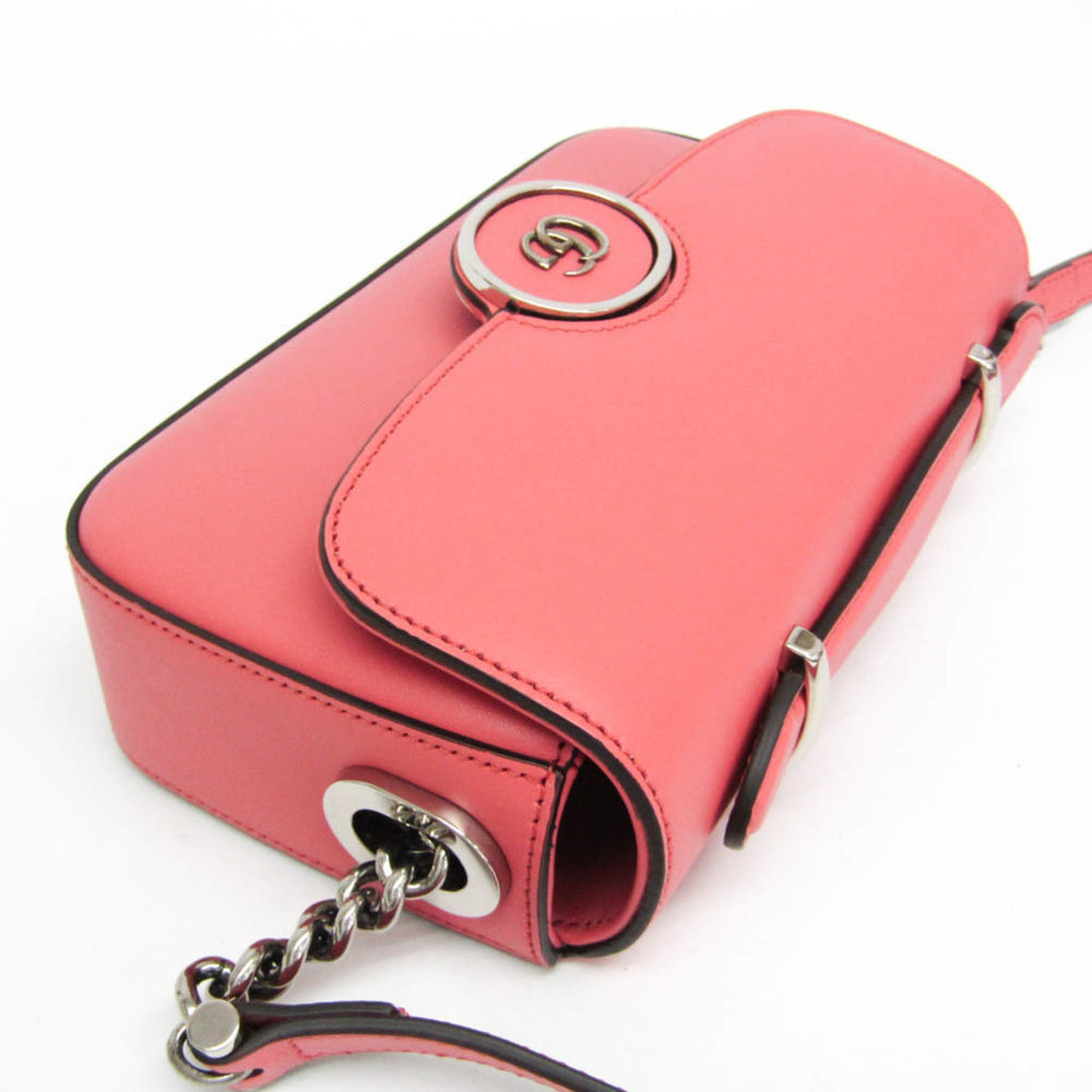 Gucci Double G 739722 Women's Leather Shoulder Bag Pink — Like New
