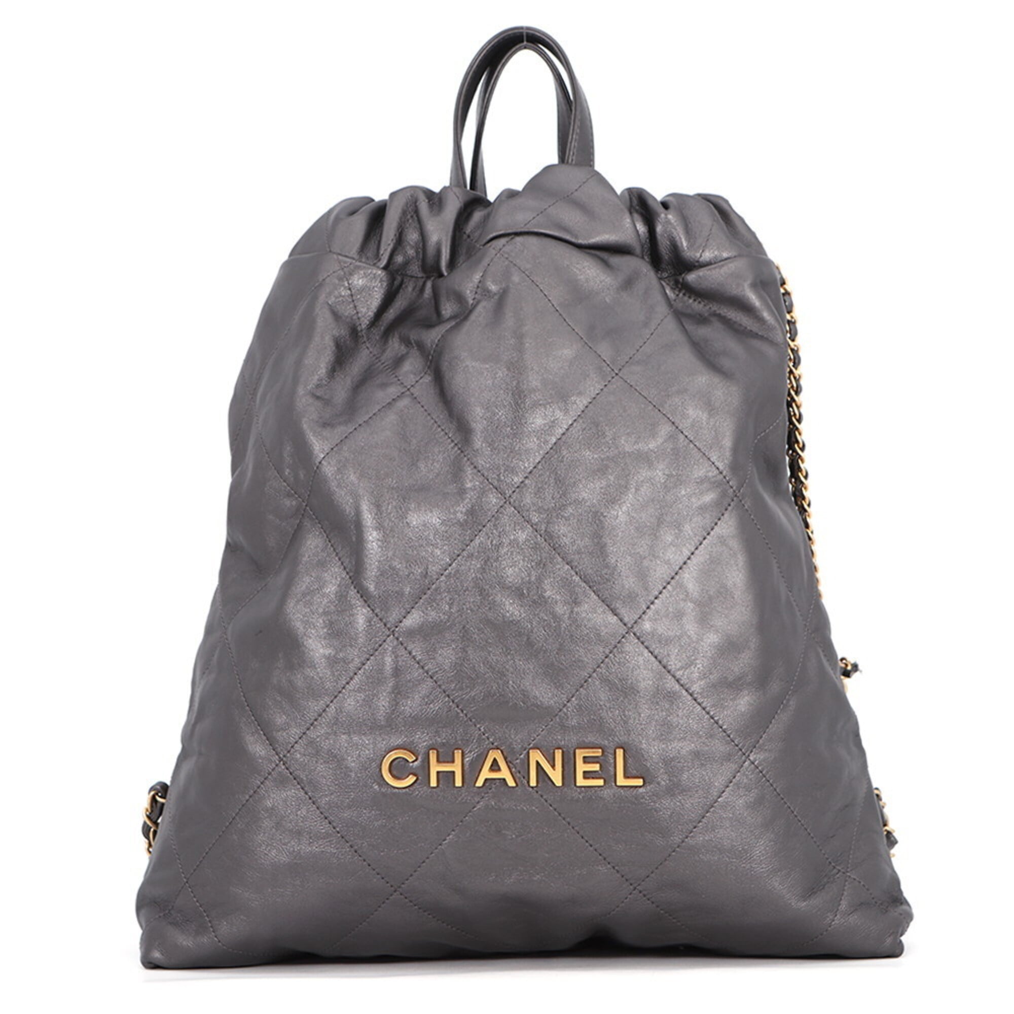 Chanel Backpack, 22 Large, Shiny Calf Leather AS3313, CHANEL Handbag, Women's — Like New