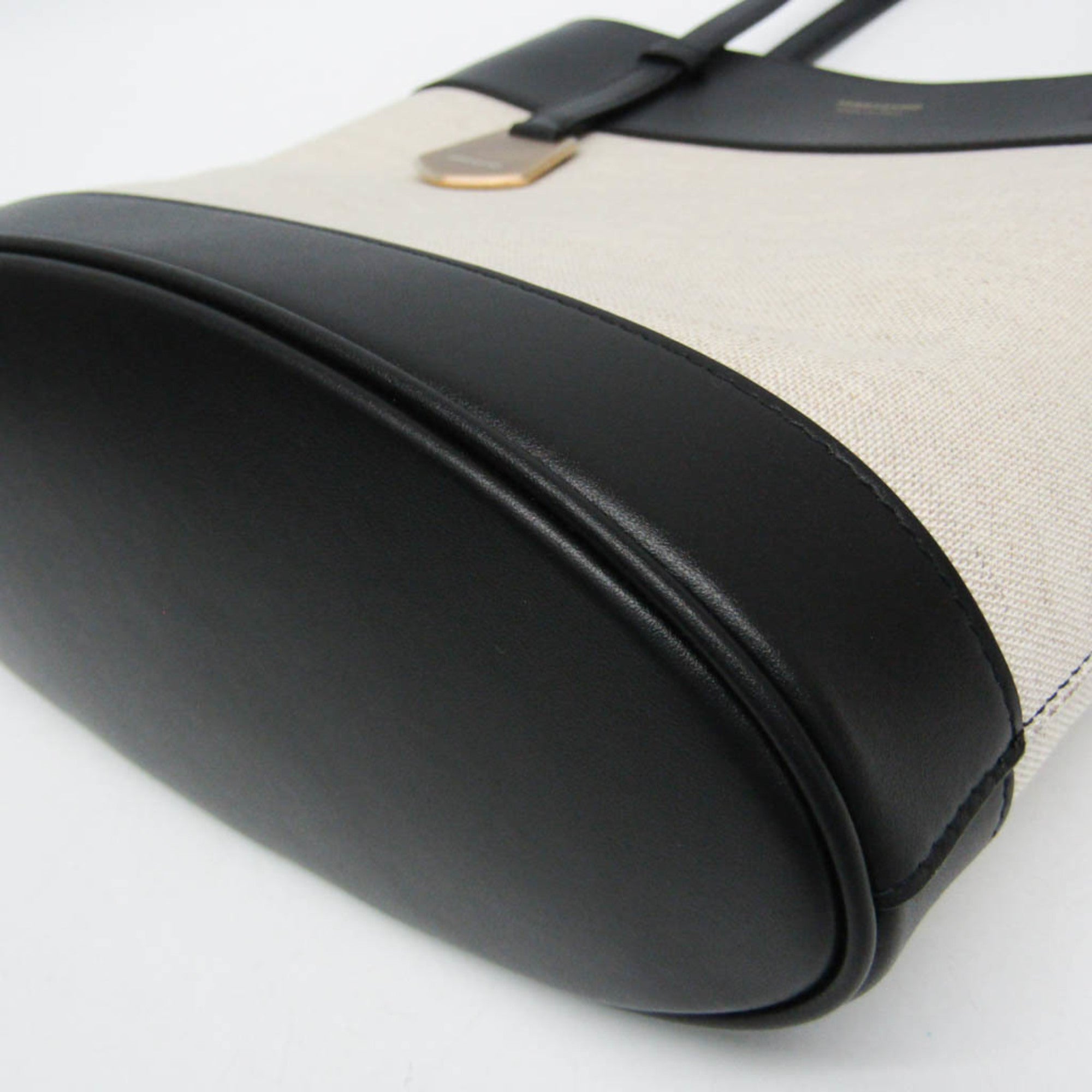 Salvatore Ferragamo Charming Tote Bag AU-21/7533 Women's Leather,Canvas Shoulder Bag,Tote Bag Black,Light Brown — Like New