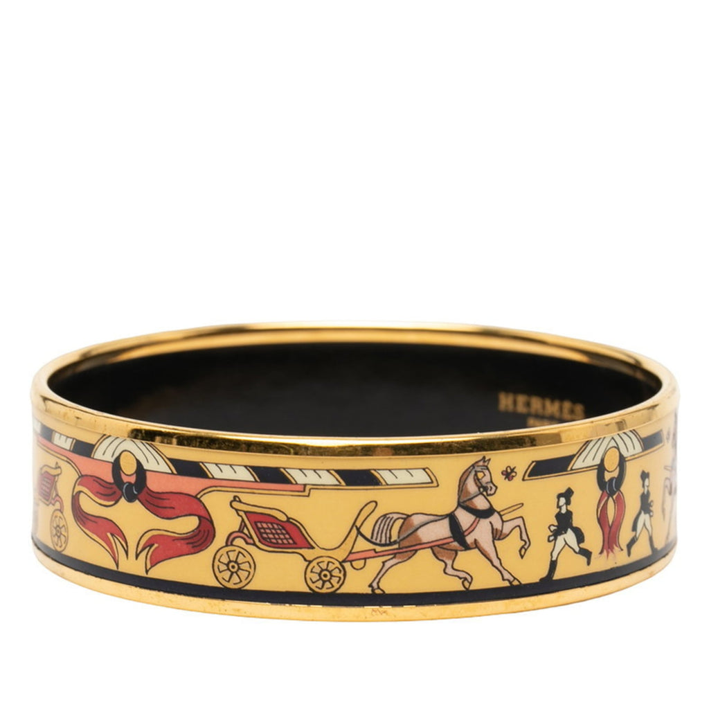 Hermes GM Enamel Cloisonne Bangle in Gold and Multicolor Plated for Women