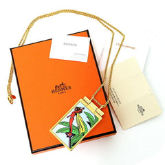 HERMES On the Beach Mirror Compact Pendant Necklace, Gold Multicolor — Like New
