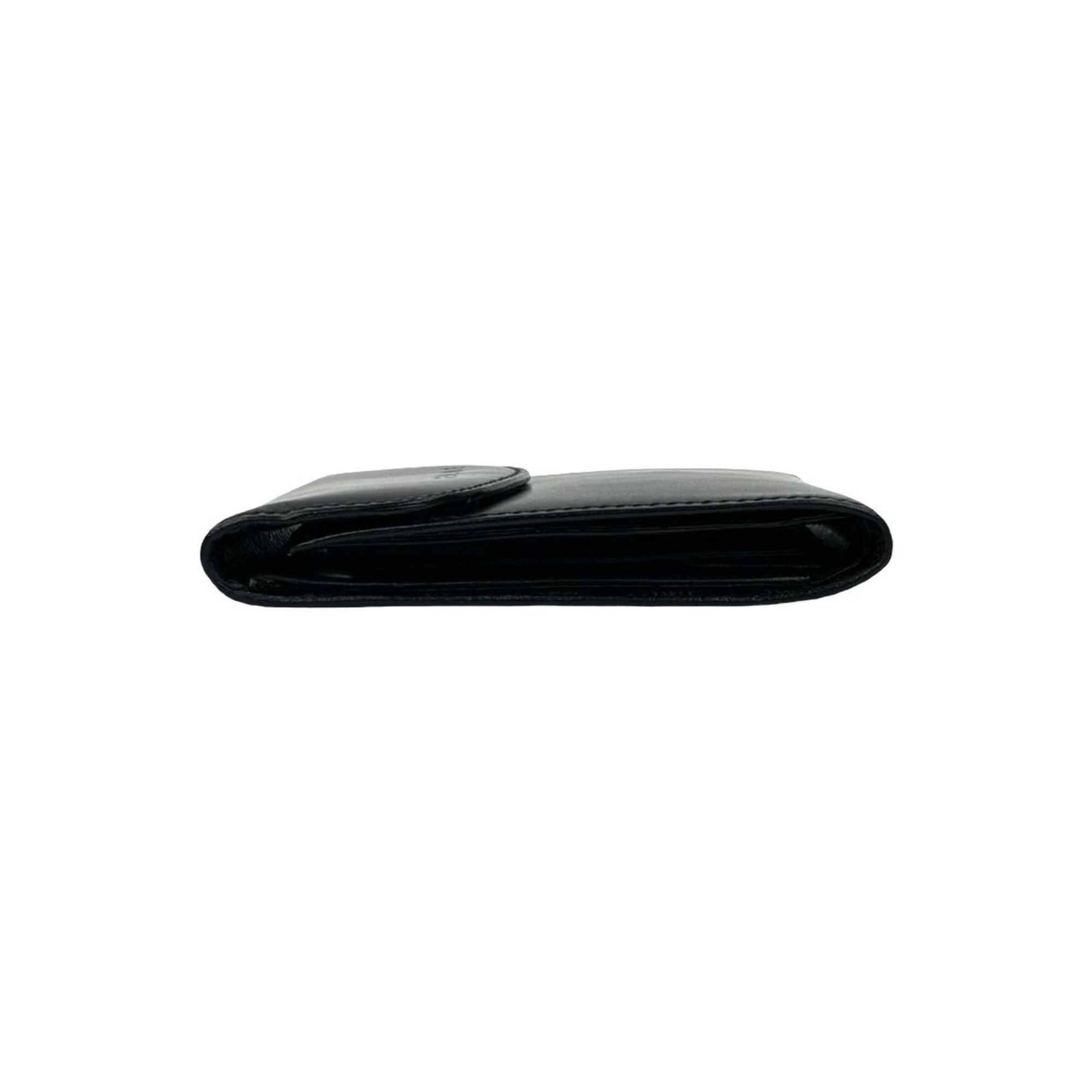 CELINE Vintage Macadam Blason Pattern Leather Bifold Wallet in Black and Brown (35876)