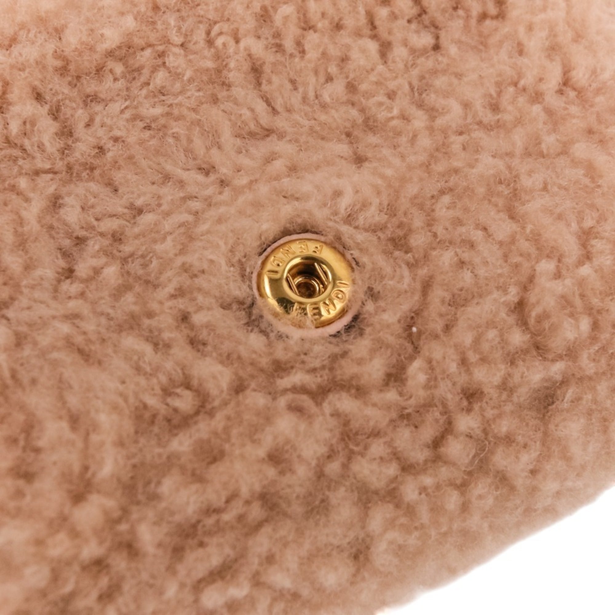 FENDI Nano Baguette Fur Charm Mini Shoulder Bag 7AR844 Pink Beige Women's — Like New