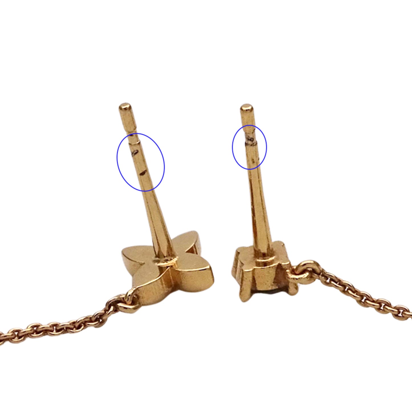 Louis Vuitton LOUIS VUITTON Earrings Women's Brand Metal Petit Gold M00390 Hoop Chain Flower Rhinestone Monogram