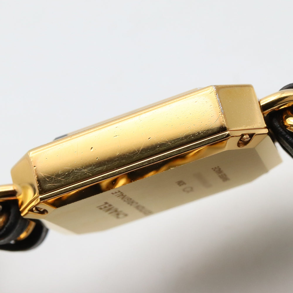 CHANEL Premiere Original Edition Watch, GP (Gold Plated), Leather, Women's, Black, H6951 — Very Good