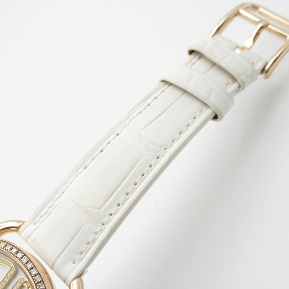 Hermes Arceau Grande Turarara Bride et Maure Watch, 18K Pink Gold (PG), Diamond, Leather Strap, Women's, White (AR12.671) — Very Good
