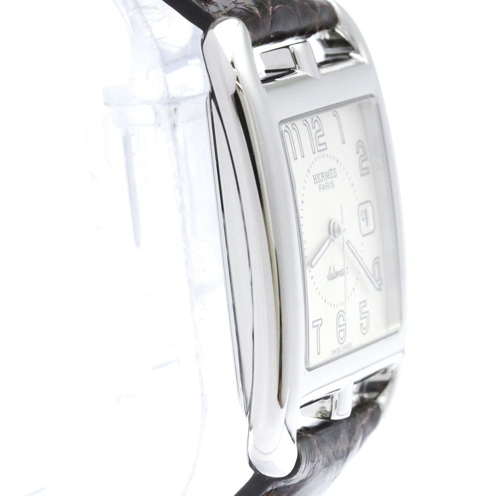 HERMES Cape Cod Steel Leather Automatic Mens Watch CC1.710 Polished — Very Good