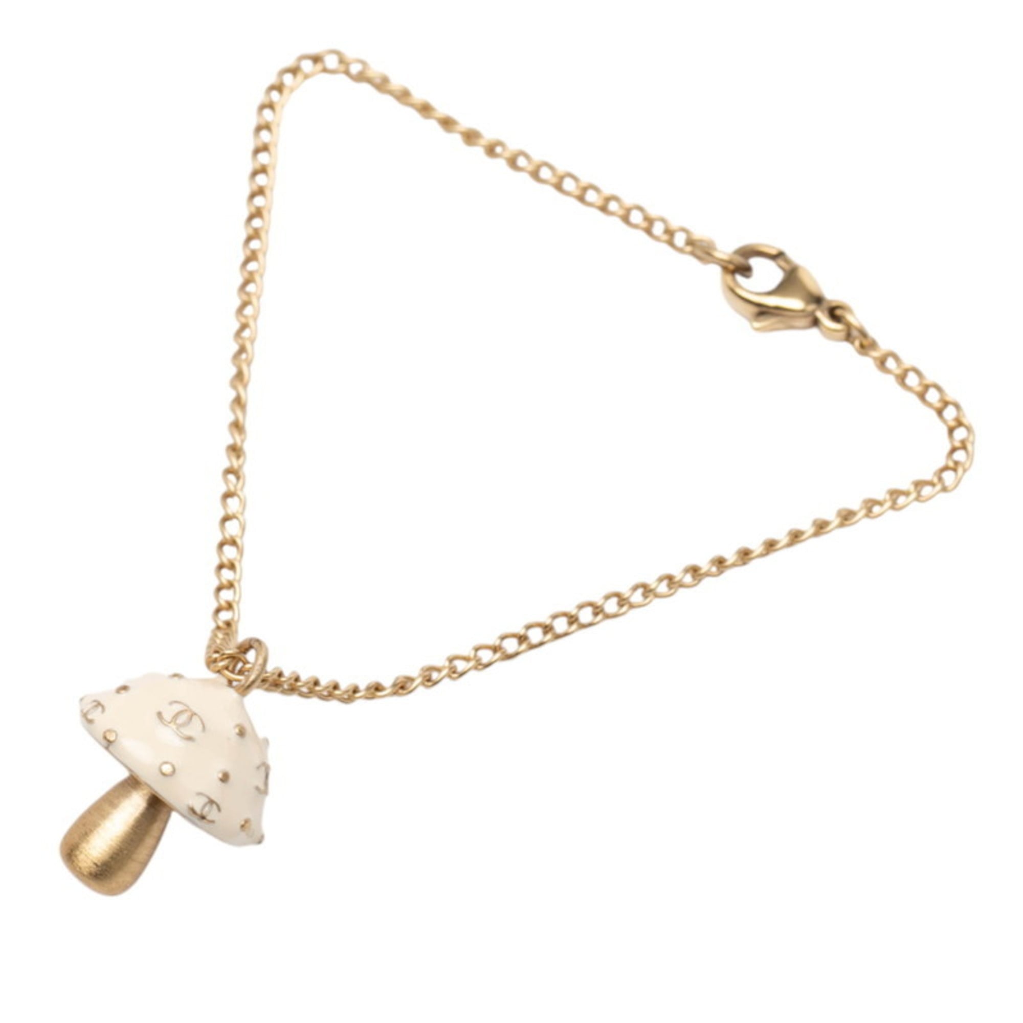 Chanel Coco Mark Mushroom Motif Bracelet, Gold and Ivory Plated, Women's, CHANEL