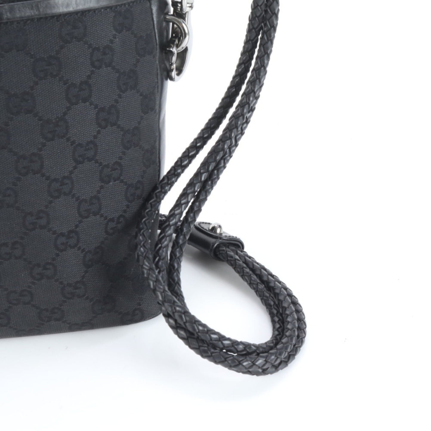 Gucci GG Canvas 109097 Leather Shoulder Bag, Handbag, Black, Women's