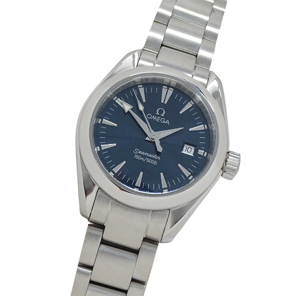 Omega Seamaster Aqua Terra 2577.80 Women's Watch, Brand Name, Date, Quartz, Stainless Steel (SS), Silver/Navy — Good