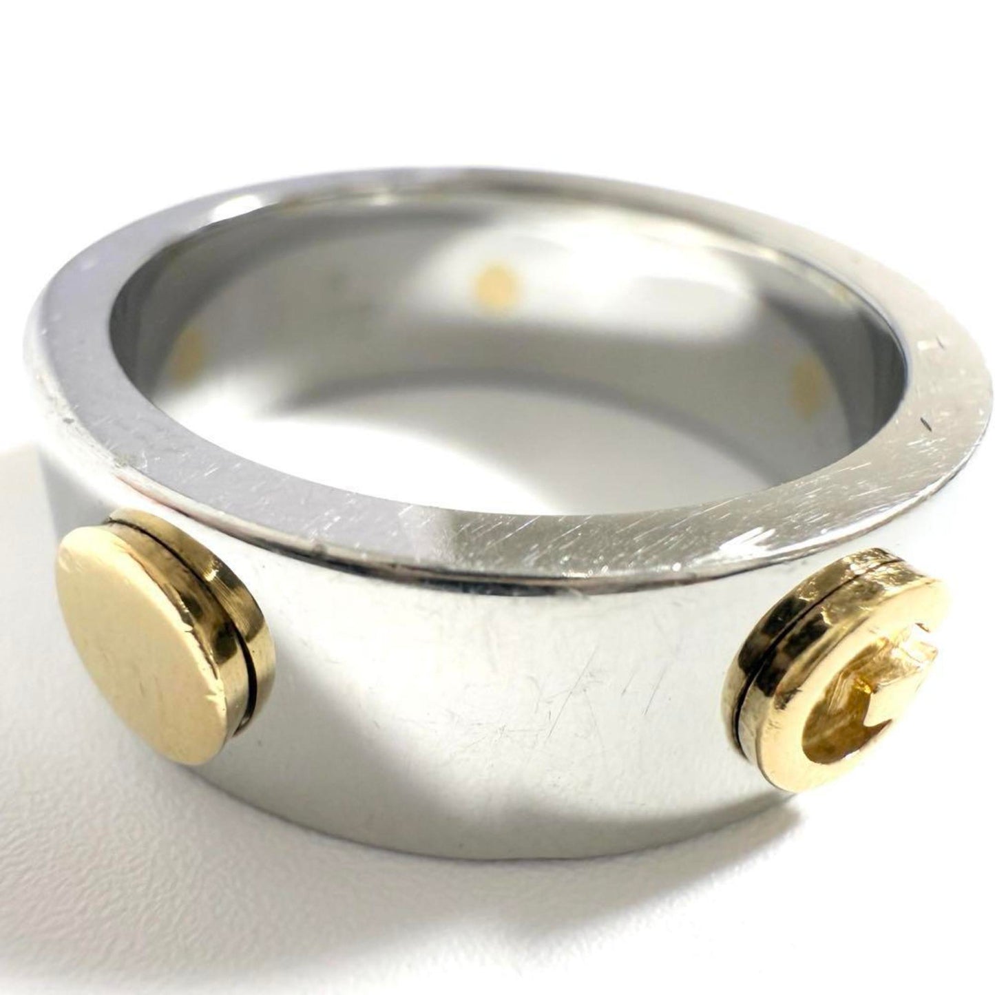 Gucci men's combination ring in stainless steel and gold