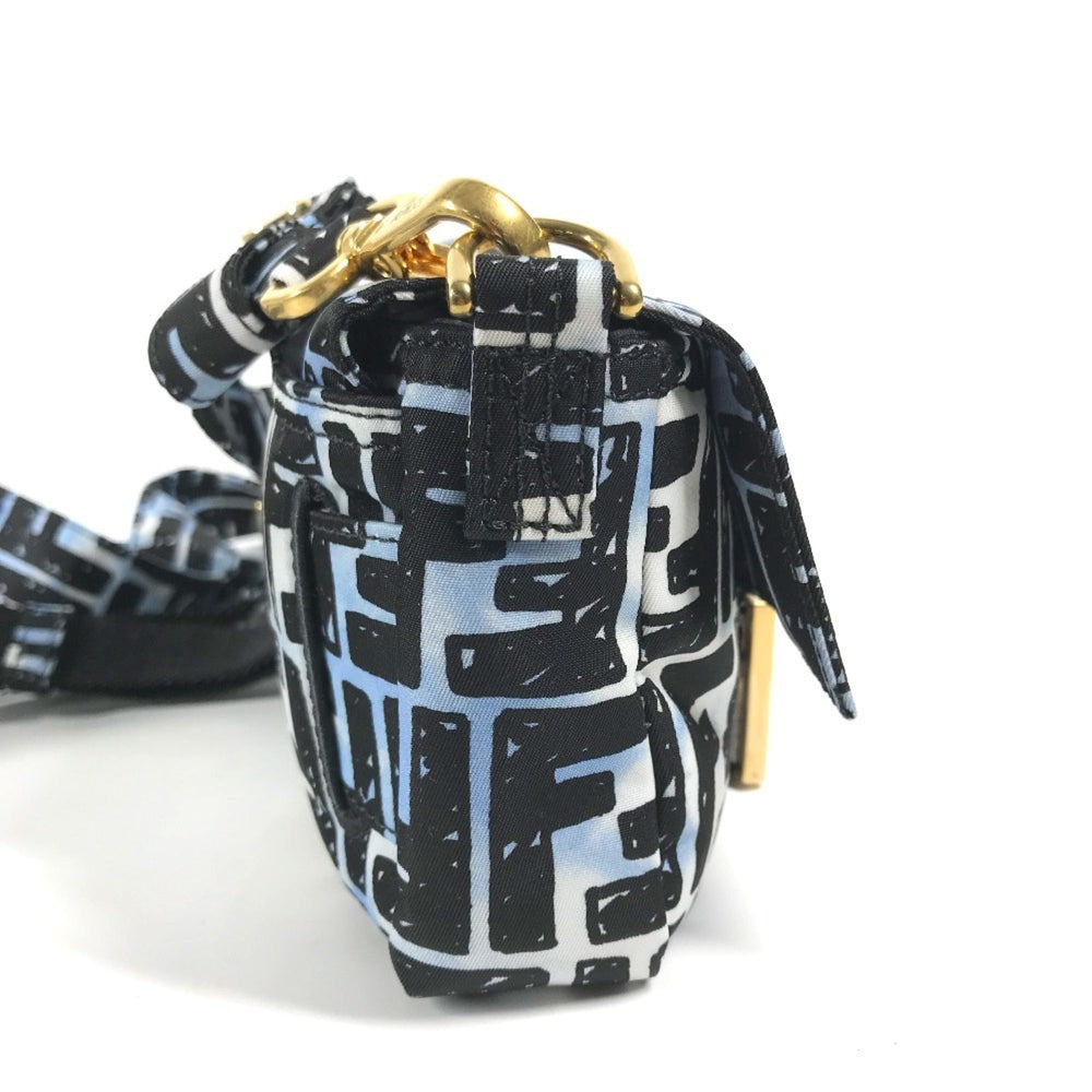 FENDI 8BR784 Joshua Vides Collaboration Zucca Baguette Bag Pochette Shoulder Nylon Men's Blue — New - Store Return