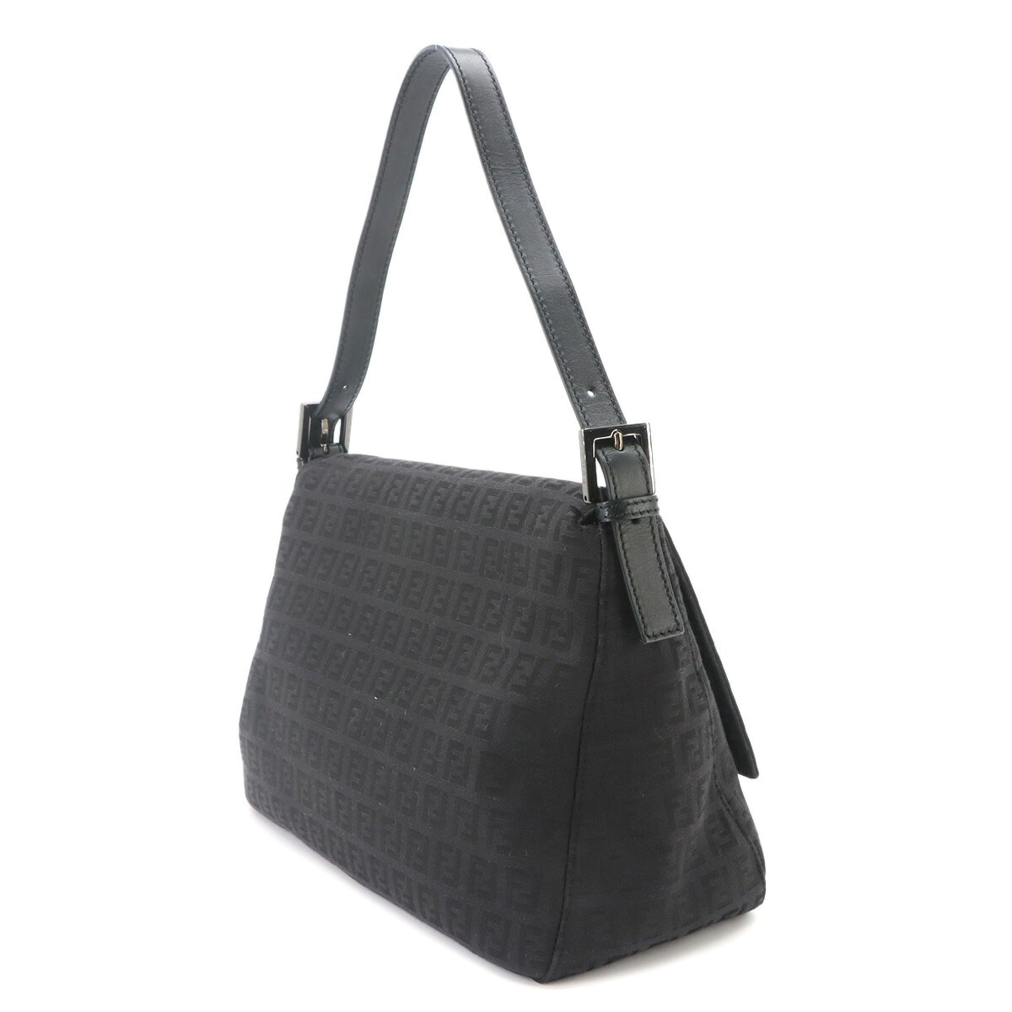 Fendi Zucchino Mamma Baguette Shoulder Handbag, Canvas, Black, 8BR001, Gunmetal Hardware — Like New