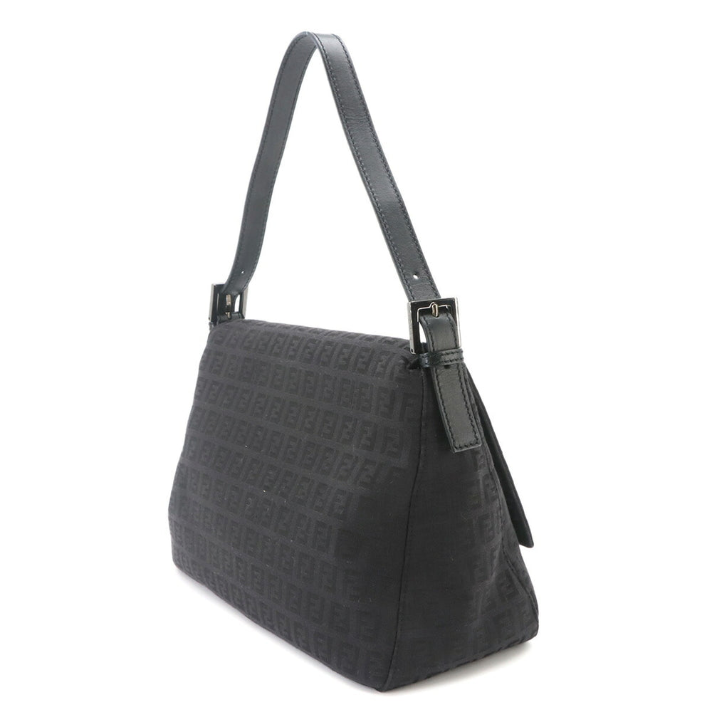 Fendi Zucchino Mamma Baguette Shoulder Handbag, Canvas, Black, 8BR001, Gunmetal Hardware — Like New