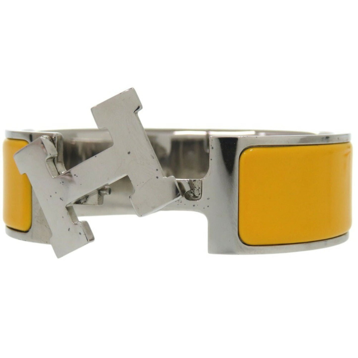 Hermes Click Crack H GM Bracelet Metal Enamel Yellow F Stamp 1200HERMES