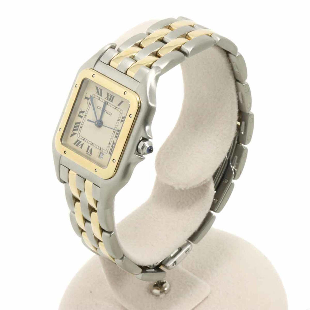 Cartier Panthère MM 2-Row 83083242 Date Two-Tone Boys' Watch Ivory YG Yellow Gold Quartz — Very Good