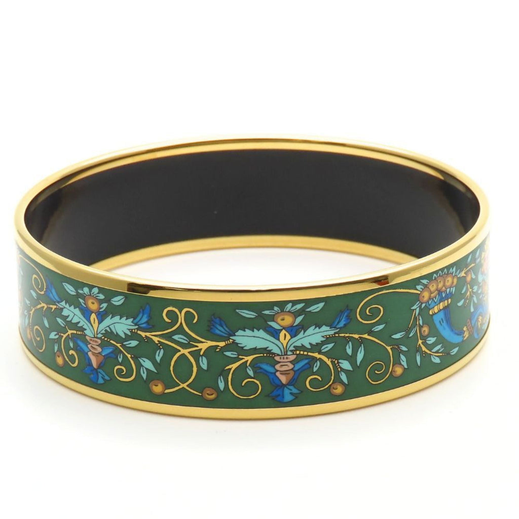 Hermes GM enamel bracelet in green gold and enamel. women's bracelet.