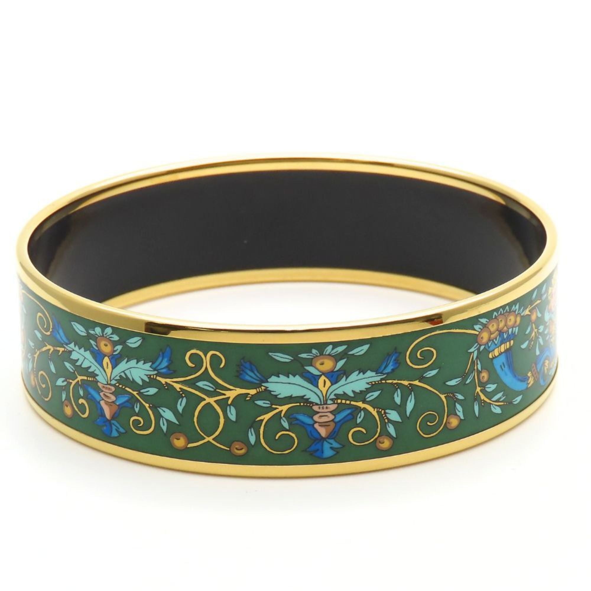 Hermes GM enamel bracelet in green gold and enamel. women's bracelet.