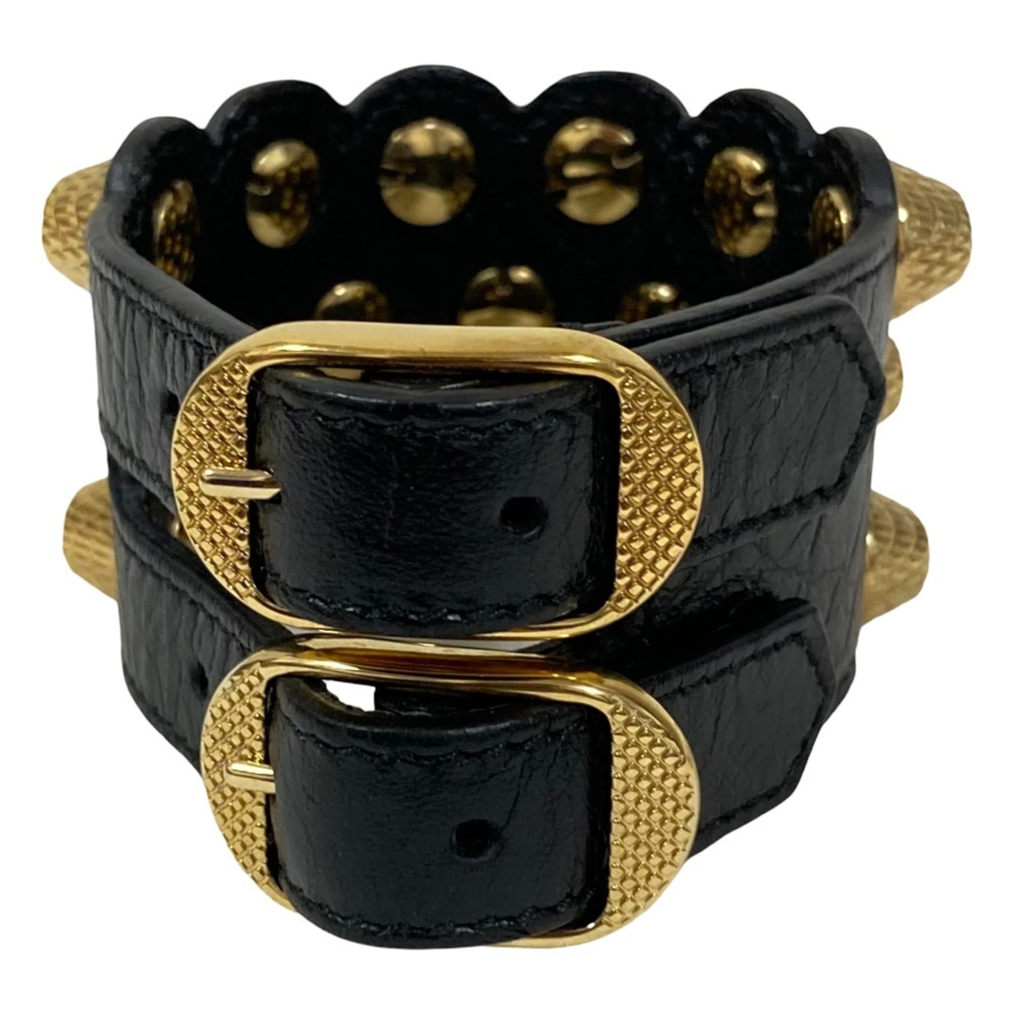 BALENCIAGA Giant Studded Leather Bracelet Bangle Black Women's — Like New