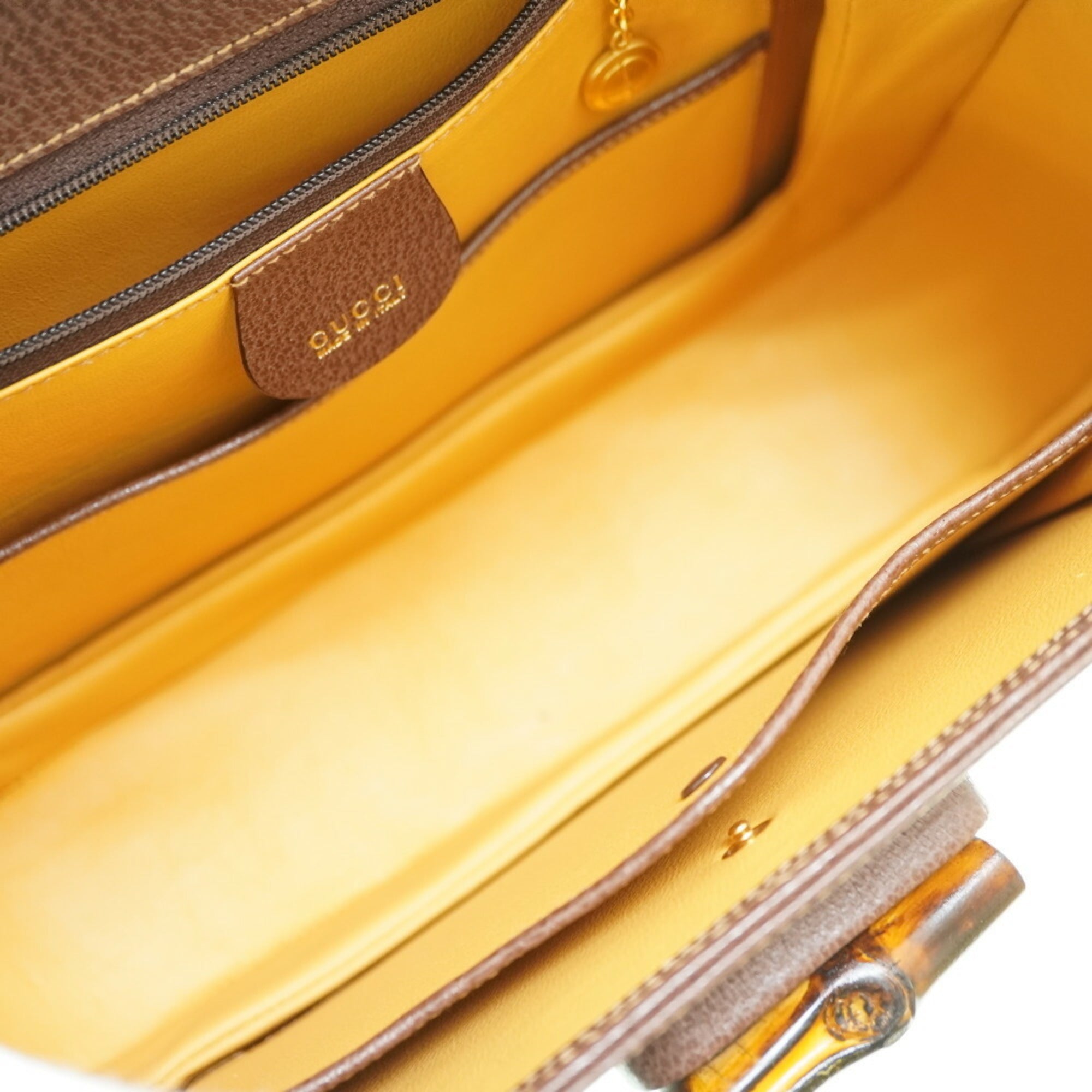 Gucci Bamboo Shoulder Handbag Leather Brown 0041GUCCI with shoulder strap 6B0041IEZ6 — Like New