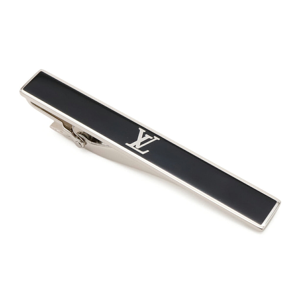 LOUIS VUITTON Louis Vuitton Cravat LV Award Tie Clip Bar Steel Enamel Silver Black M00913 — Like New