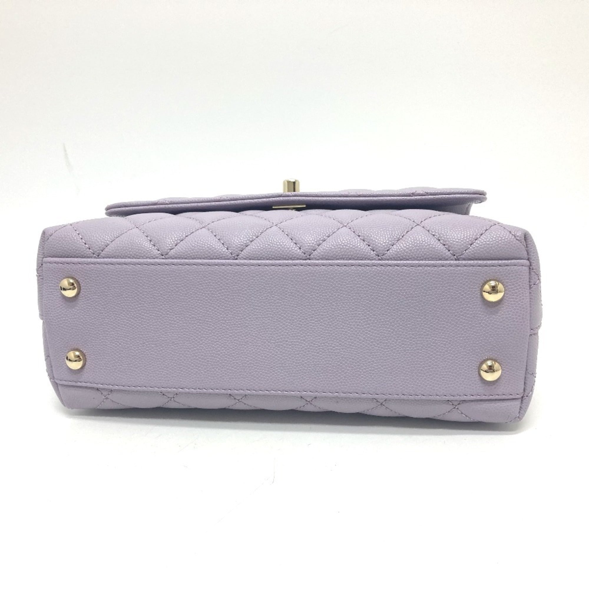 CHANEL A92990 Matelasse Coco Handle Bag Shoulder Handbag Caviar Skin Women's Lavender Purple — New - Store Return